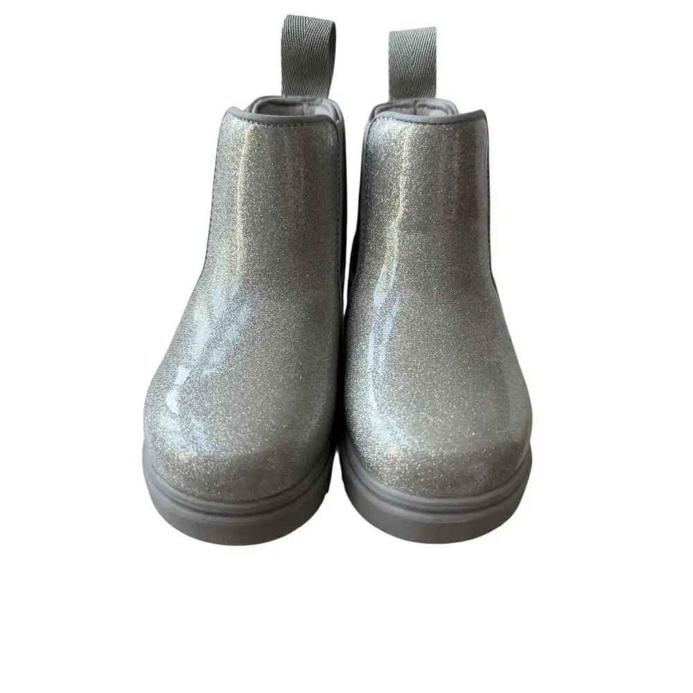 Native Shoes Kids Silver Glitter Kensington Treklite Chelsea Boots Size 6